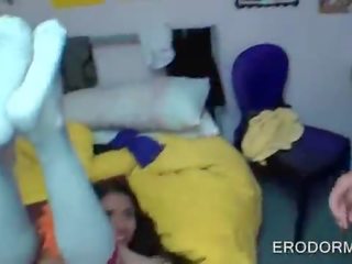 Sex games at college dorm room orgy party