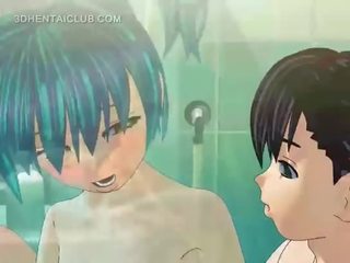 Anime pohlaví panenka dostane v prdeli dobrý v sprchový