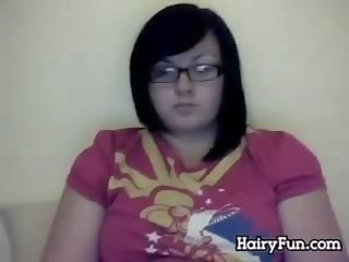Nerdy Teen Plays With Her Hairy Pussy