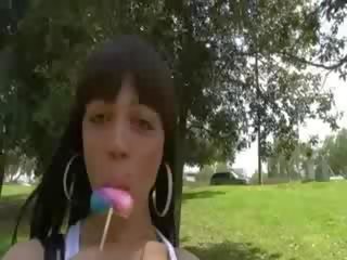 Ebony babe and her brutal cock