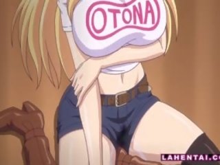 Kimainen hentai blondie ratsastaa kova kukko