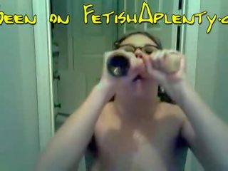 Hot teen gags on dildos on webcam Video