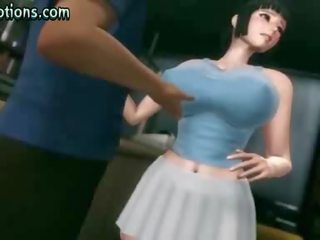 Busty animated slut gets jizzload