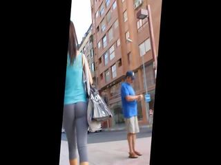 Udivujúce španielske zadok chôdza okolo v tesné nohavice