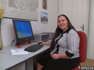 Fucking big belly office lady on the floor