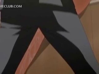 Shorthaired hentai girl boobs teased by her hot GF
