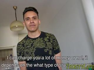 Latino dude sucks cum for money