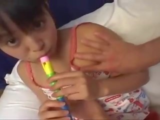 Teen asian chick playing with flute forced to play cock