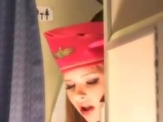 Sexy stewardess gets fresh sperm aboard