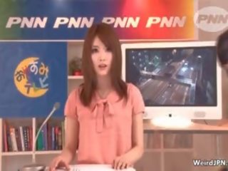 Horny Japanese News Reading Girl Gets