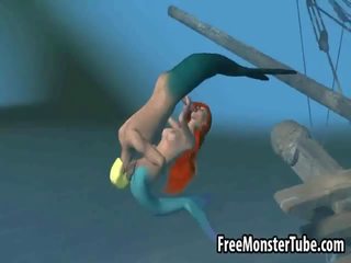 3d малко mermaid мадама получава прецака трудно подводен